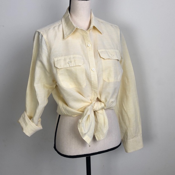 Chaps Linen Blend Button Down Sz M - Picture 8 of 16